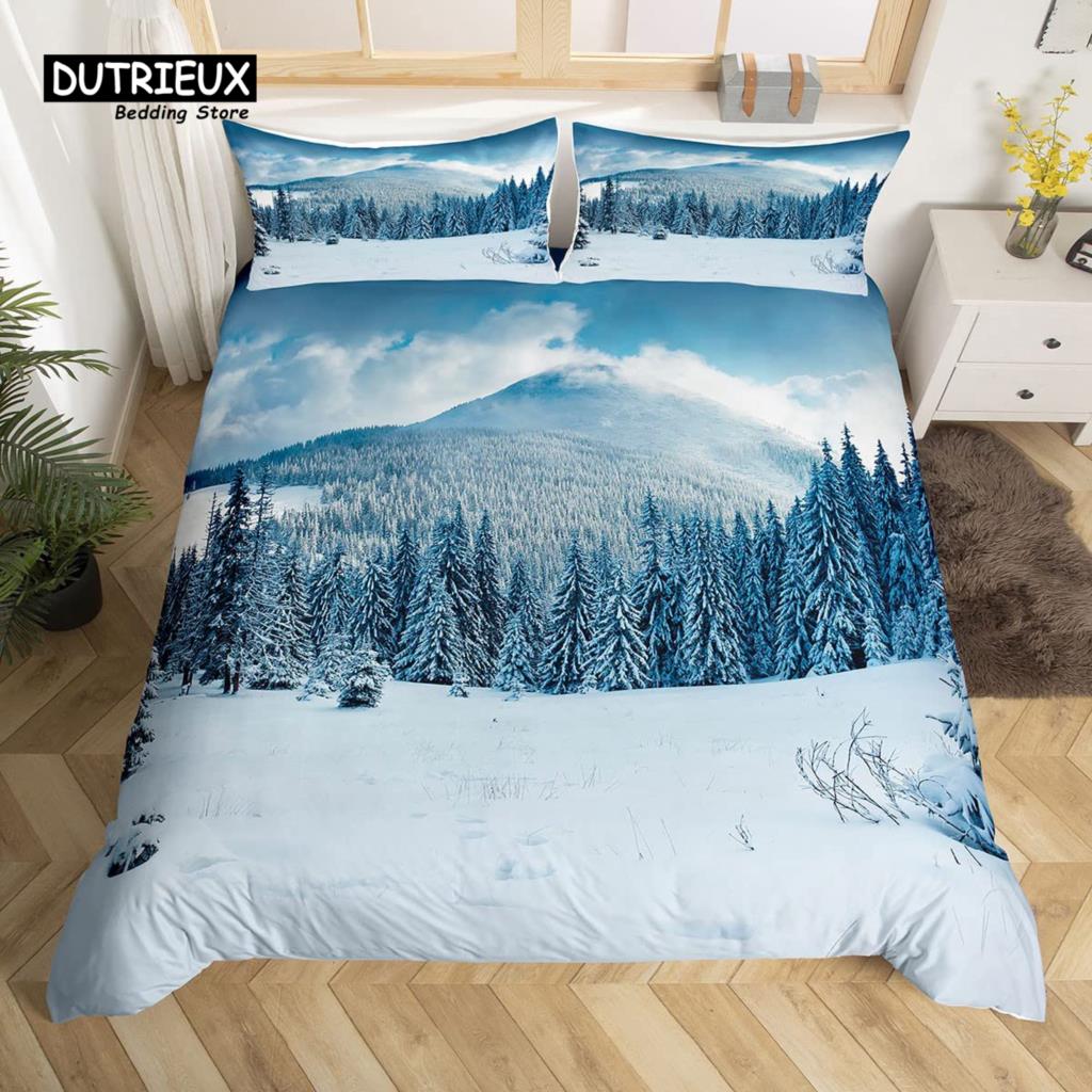 Snow Mountain Duvet Cover Set, 3pcs Bedding Set, Soft Comfortable Breathable Duvet Cover, For Bedroom Guest Room Decor