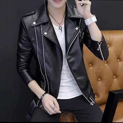 Men's PU leather jacket men's spring and autumn American retro loose casual boys trendy brand tooling