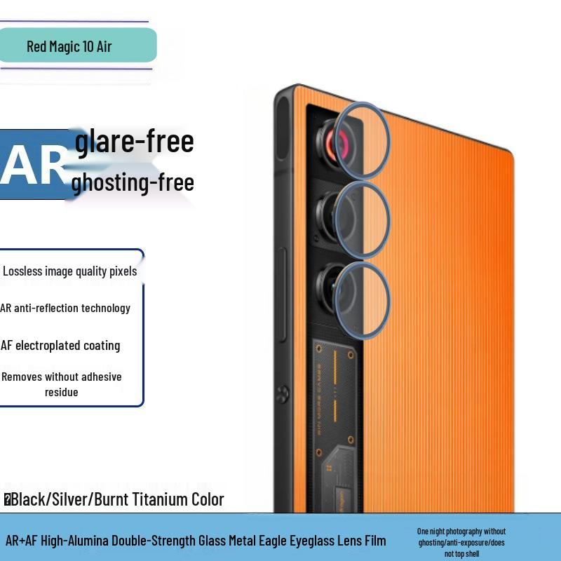 Red Magic 10Air HD Tvrzené sklo Ochrana obrazovky proti sledování & Kovová ochrana objektivu Eagle Eye