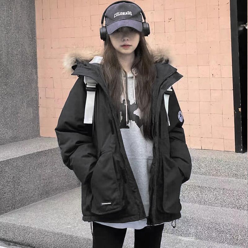 New navy blue tooling Parker down cotton clothes for women, thickened short jacket for women