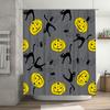 Halloween Bath Mat Black Cats Jack-o'-Lanterns Shower Curtain Set for Bathroom Decor Waterproof Fabric with Ring Holders (gray)