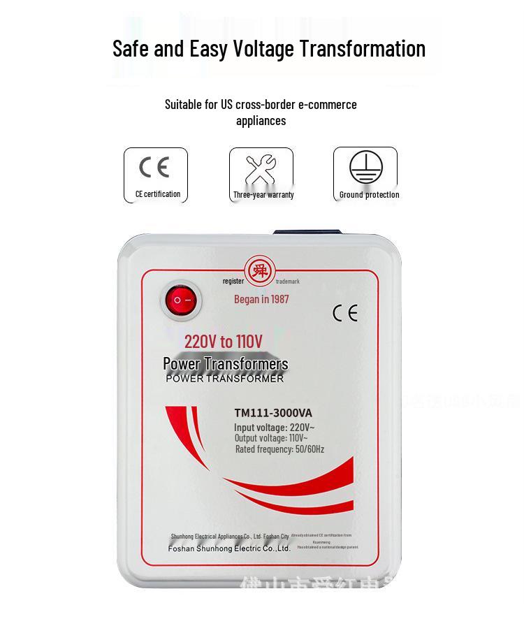 Shunhong 3000W Power Voltage Converter 220V to 100V/110V, TM111-3000VA Transformer