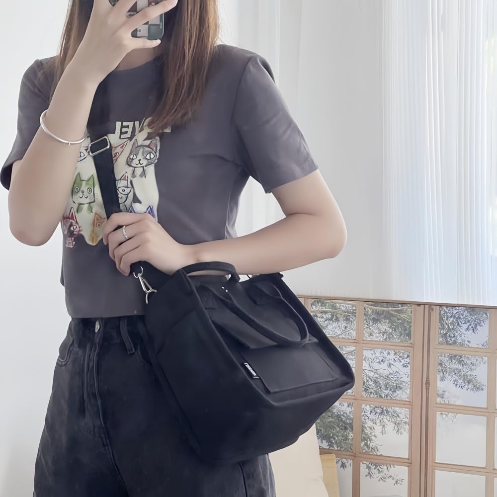 AIDUCHO Two-Way Mini Tote Bag, Dog Walking Bag, Lunch Bag, Large Capacity (Black)