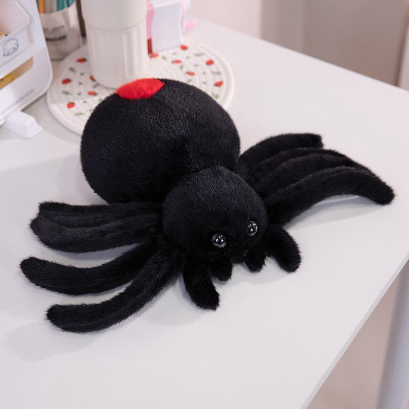 Simulation Black Spider Doll Stuffed Animals Friend Pillow Crawling Pet Plush Cute Jumping Toy Llifelike Gift for Kids Home Deco