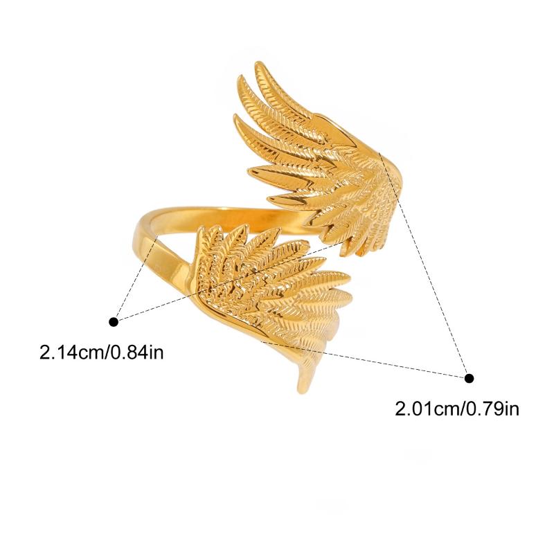 

Retro Creative Stainless Steel Wing Geometric Exaggerated Open Ring Creative Titanium Steel Ring Women S Jewelry Accessories A8