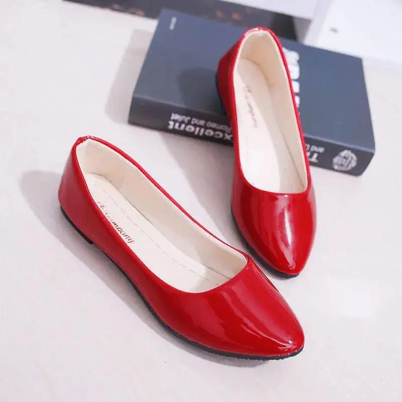 Fashion Women Candy Color Ballet Flats White Wedding Shoes Woman Flats Patent Leather Slip on Shoes Zapatos Mujer Ladies Boat Shoes224