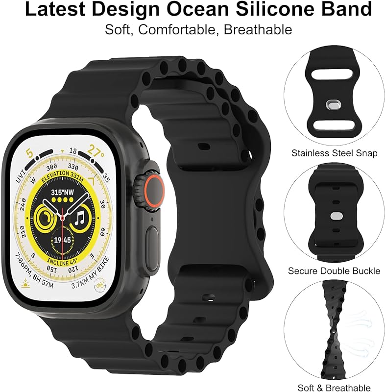 Ocean Silicone Strap For Apple Watch Ultra 2 49mm 45mm 41mm 44mm 40mm 42mm Breathable Bracelet For iWatch 9 8 7 6 5 4 3 SE Band