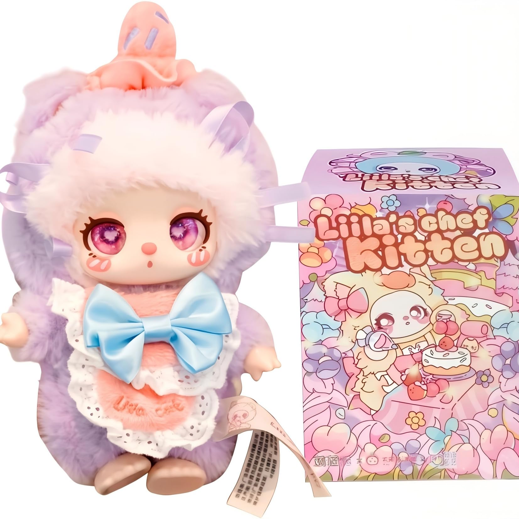 

Набор Liila Toys 4th Generation Sweets-Themed Cute Kitten Authentic Sweets Chef Style x Fluffy Yomogimatsu Design & Large Ribbon 7 Types (Включая 1