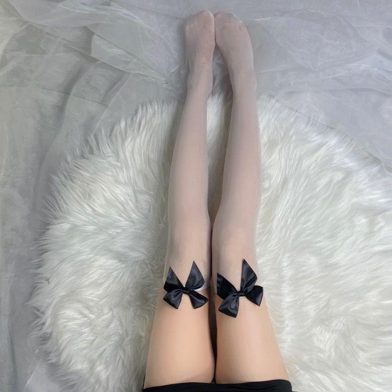 Black Lace Lolita Fishnet Over-the-Knee Stockings