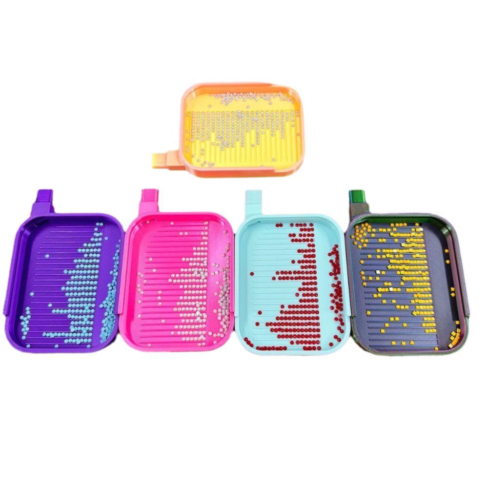 DIY Craft Large Diamond Painting Tray Embroidery Beading Plates Drill Storage Tray With Cover Colourful Drill Storage Container