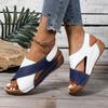 Damen Zweifarbige Keilsandalen - Offene Zehenpartie, Dicke Hohe Absätze, Party- und Freizeit-Ausflüge, Strandschuhe | Strapazierfähige TPR-Sohle, Damen-Sandalen