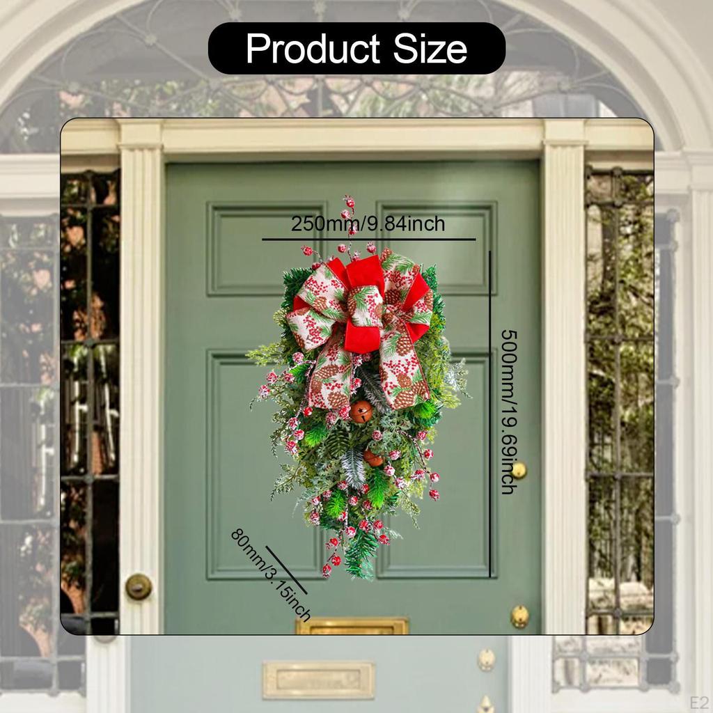 Front Door Wreath Christmas Teardrop Swag Xmas Garland Artificial for Holiday