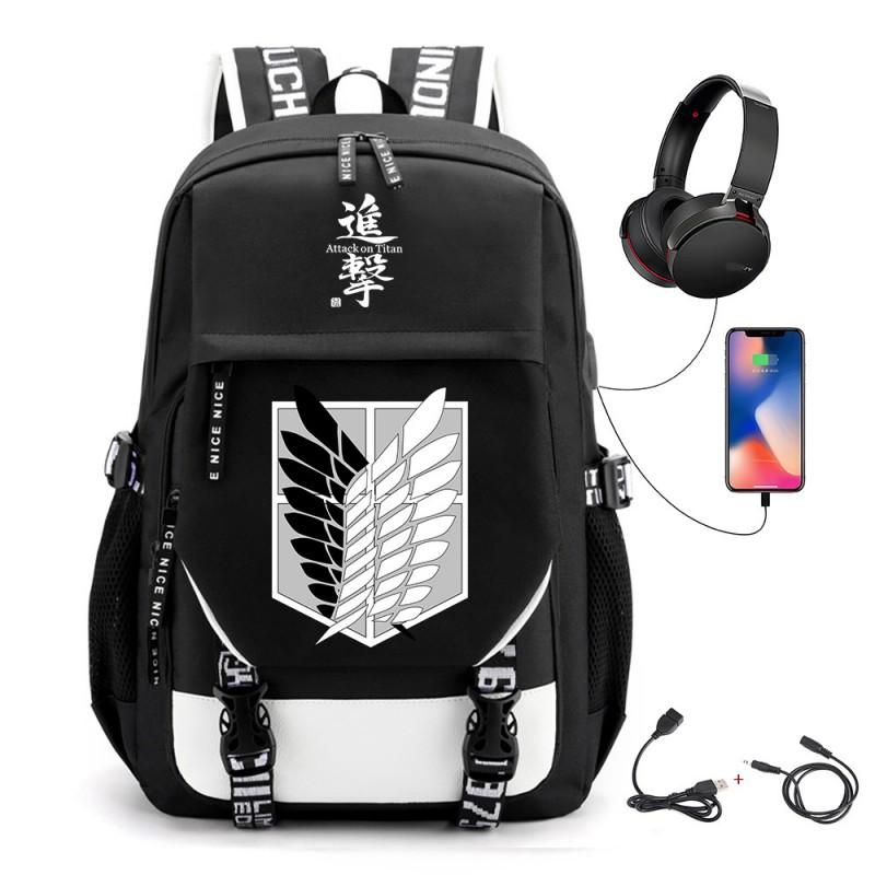 Anime-Inspired Canvas Backpack Students Travelers With USB Charging Port Breathable Padded Straps Unisex School Bag