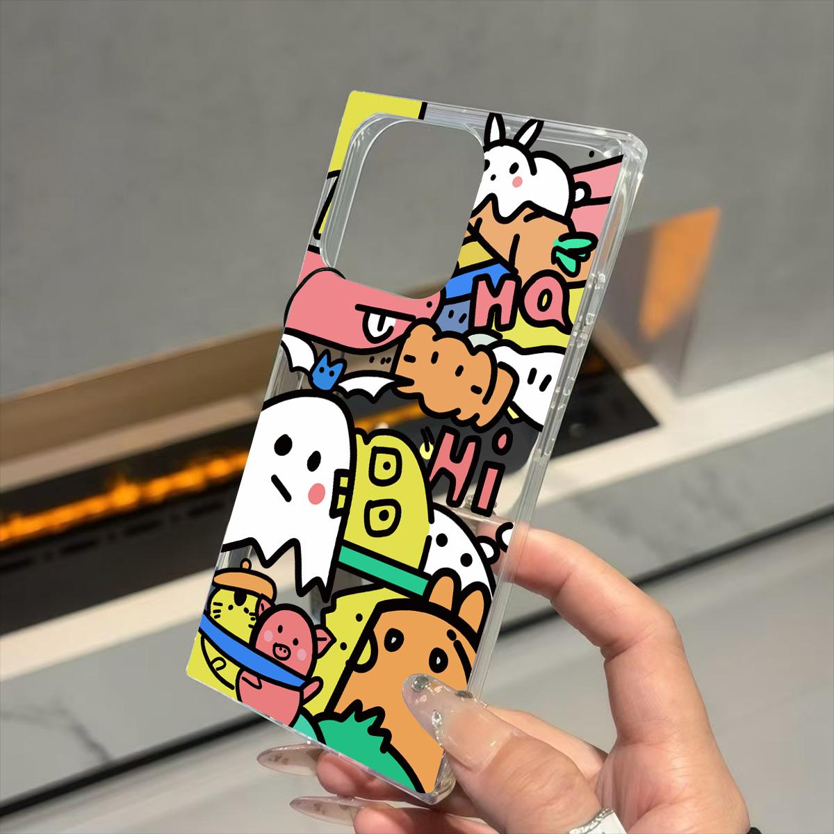 

Transparent Square Back Tube Case Casing Protection For iPhone 15 Plus 14 Pro Max 11 12 16 ProMax 13 Anti-Oxygen,Animal Graffiti Pattern iphone 16