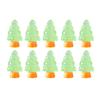 10Pcs Mini Christmas Tree Decoration Glow In The Dark Resin Crafts DIY Dollhouse Snow Garden Desktop Miniature Xmas Tree Ornament Holiday Decor