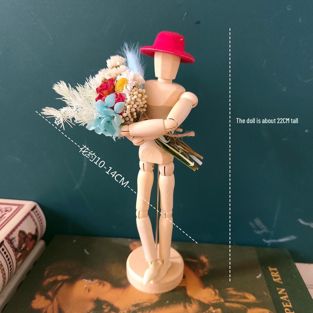 Jointed Wooden Puppet Doll: Handcrafted Human Body Ornament & Decompression Gadget.