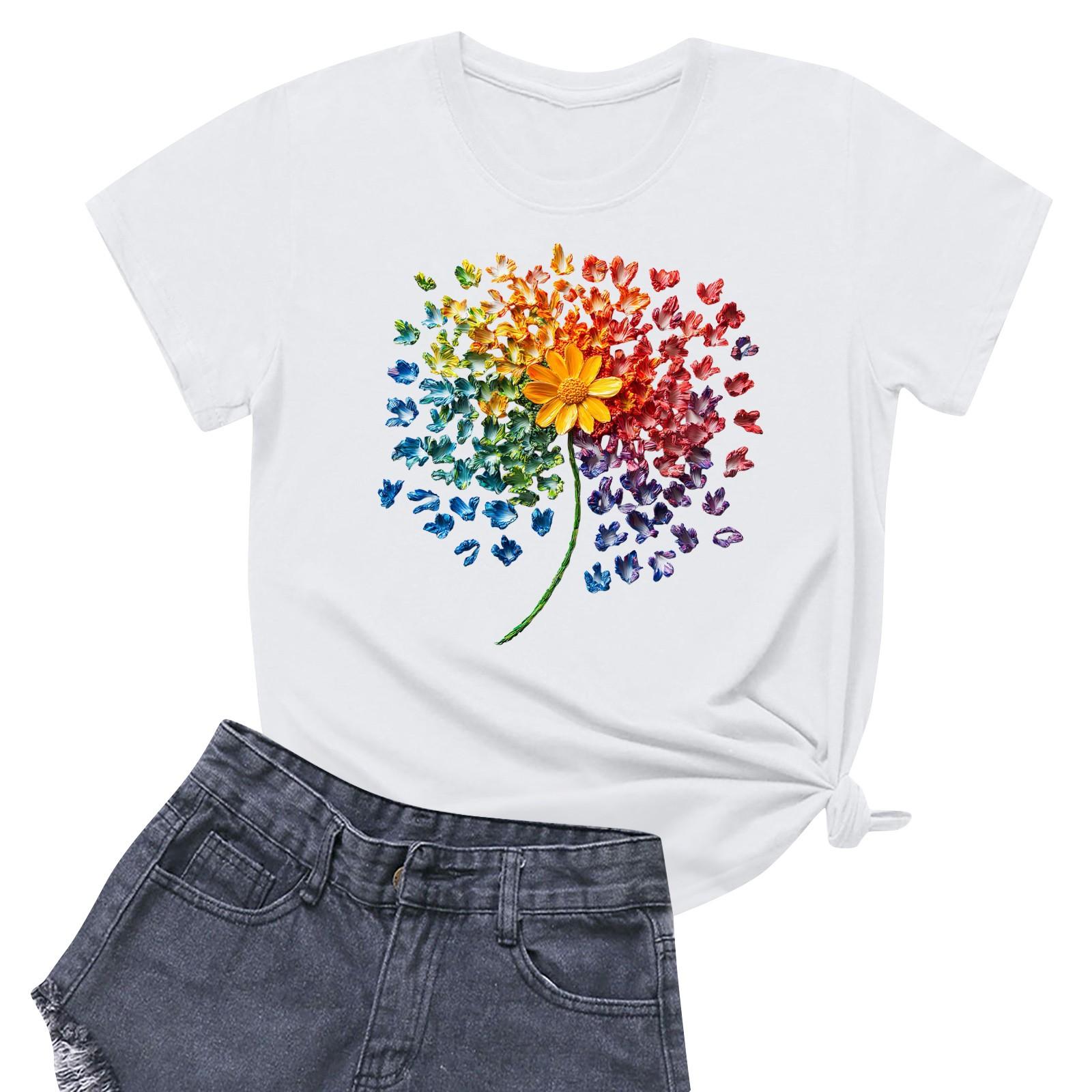 

Жіноча повсякденна футболка з круглим вирізом і короткими рукавами XL білий