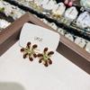 Faionable Retro Simplified Red Firework Diamond Embedded Earrings Luxury Court Design Sensation Earring Accories for Women