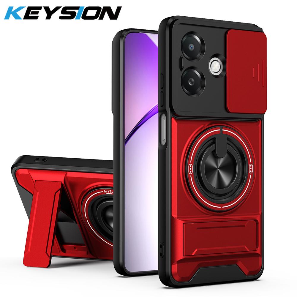 KEYSION Magnetic Phone Case for OPPO A3 A3X 5G A5i Slide Camera Protection Upright Kickstand 360 Ring Shockproof Back Cover