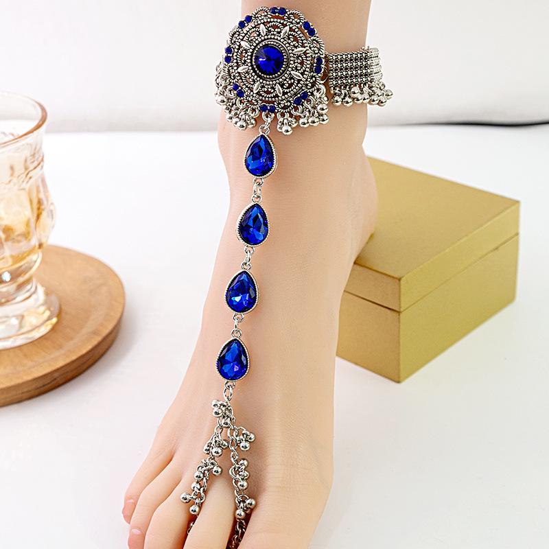 Retro Ethnic Geometric Water Drop Anklet - Bohemian Style Round Foot Ornament