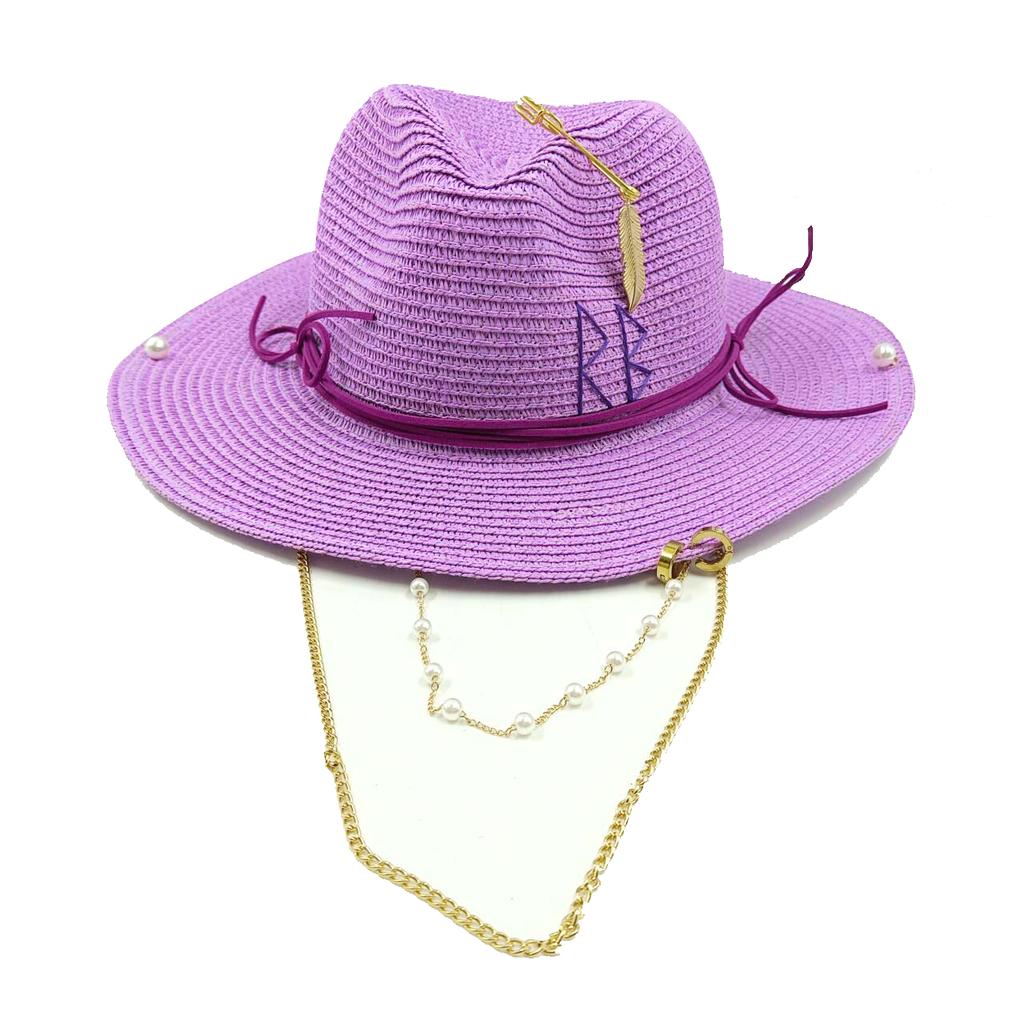 Nuovi Cappelli di Paglia da Donna alla Moda con Ape Metallica Lettera Eleganti per le Vacanze Cappello Boater Estivo a Tesa Piatta Cappello da Sole da Spiaggia
