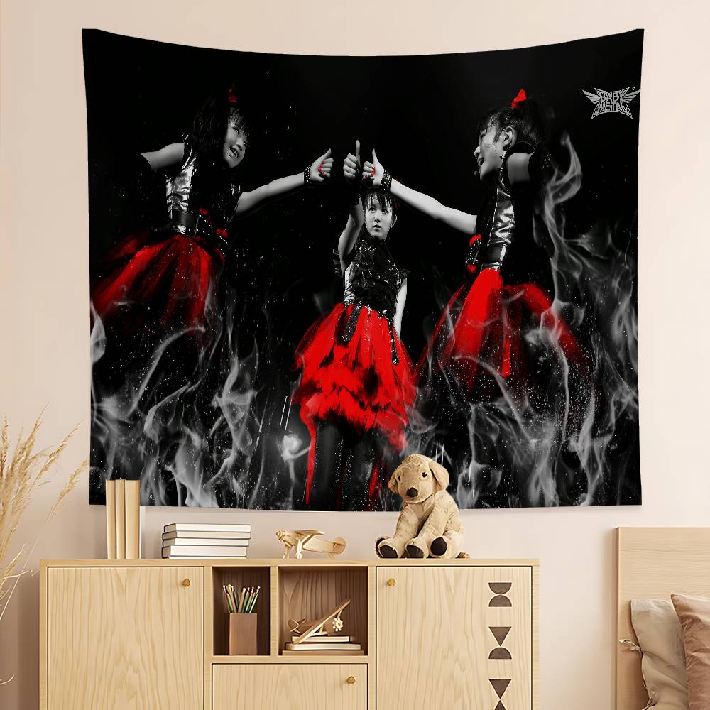 Classic Kawaii Metal Band B-Babymetal Colorful Tapestry Wall Hanging Cheap Hippie Wall Hanging Bohemian Wall Tapestries