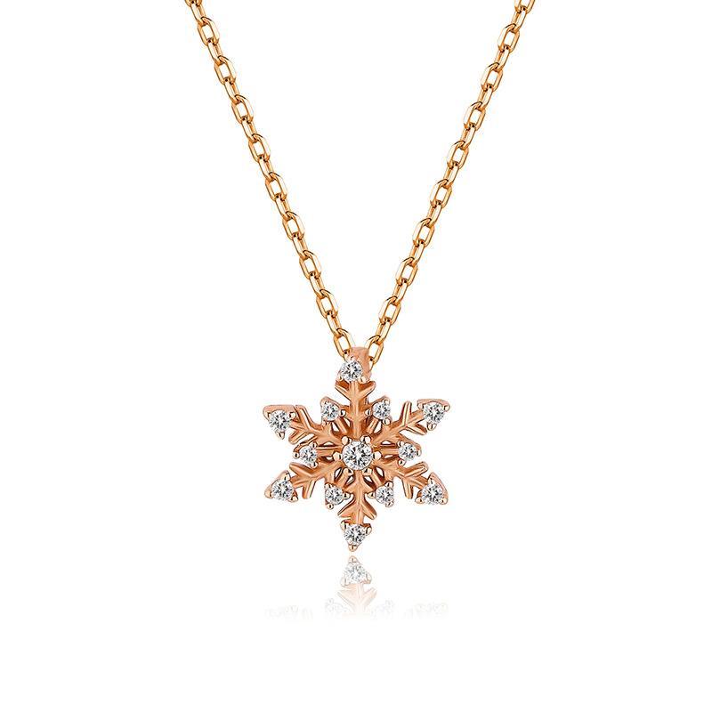 New Snowflake Necklace for Women, Simple and Fashionable Korean Version, Small Clear, New Blue Snowflake Pendant