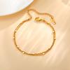 Minimalist Square Rice Bead Double-layer Bracelet, Women Stainless Steel 18K Gold Color Beads Chain Bracelet, Simple Jewelry