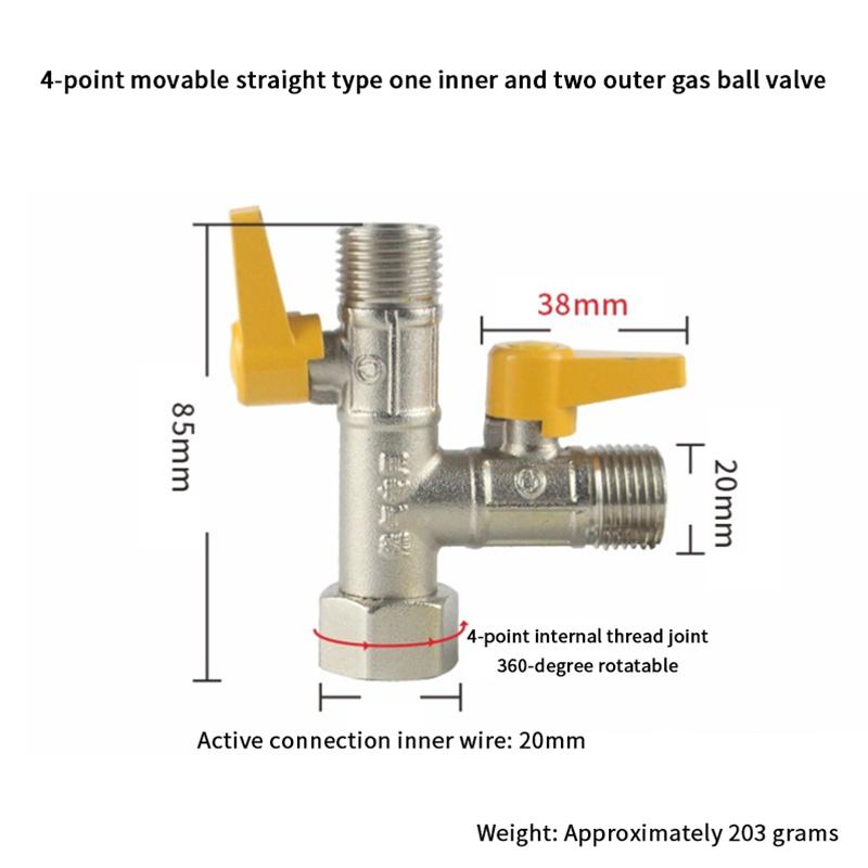Brass Connector Valve Hose Adapter with 3-Way Switch Valve, Perfect for Water Diverter Shower Heads