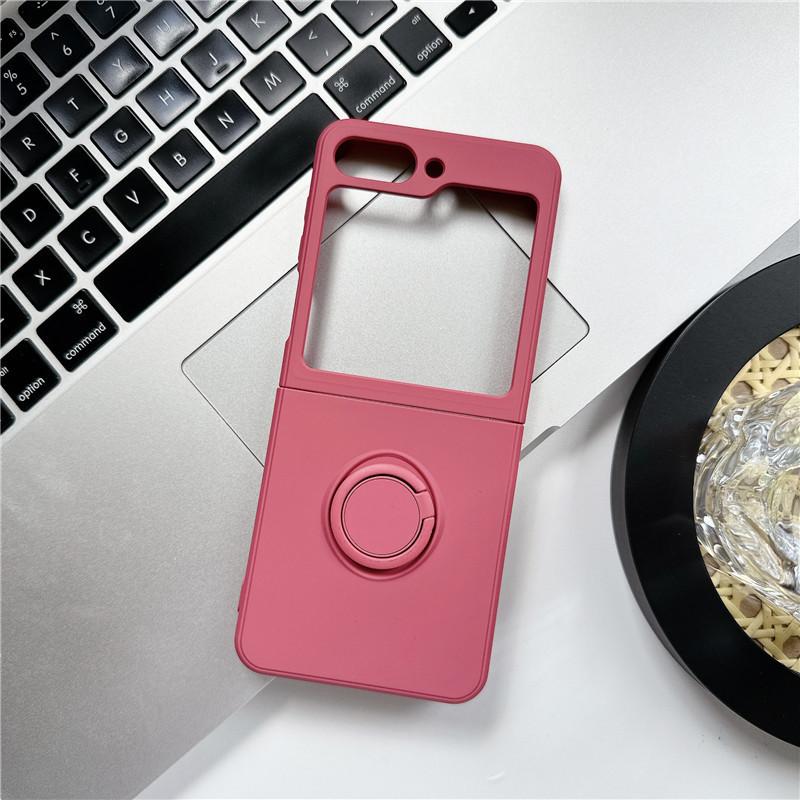 Applicable To Samsung Zflip7 Liquid Silicone Zflip6 Ring Mobile Phone Case Zflip4 Folding Screen Protective Case Foreign Trade