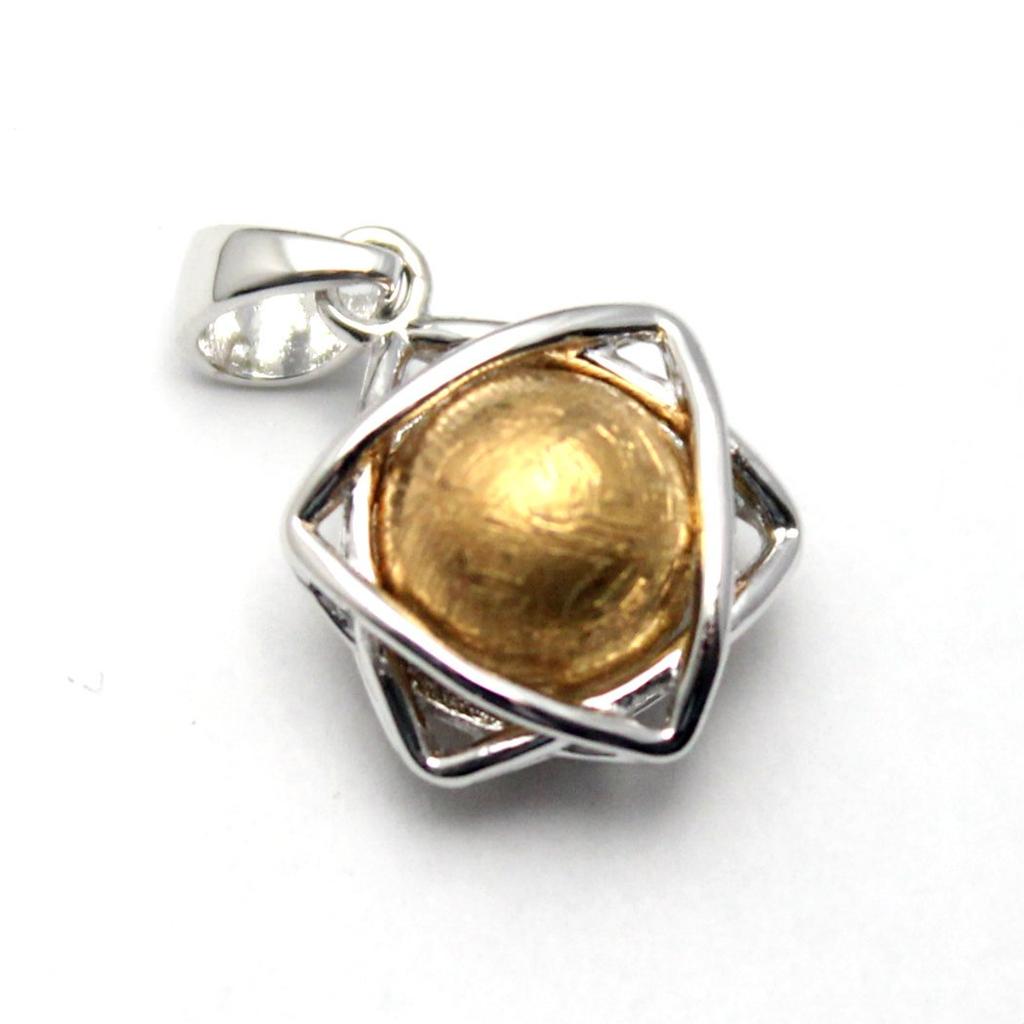 Hexagram, Star of David, Lucky Star, Gibeon Meteorite Pendant, Sterling Silver 925, Gold