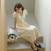 CEST MOIDEW Cest_Bow Lapel Puff Sleeve Dress