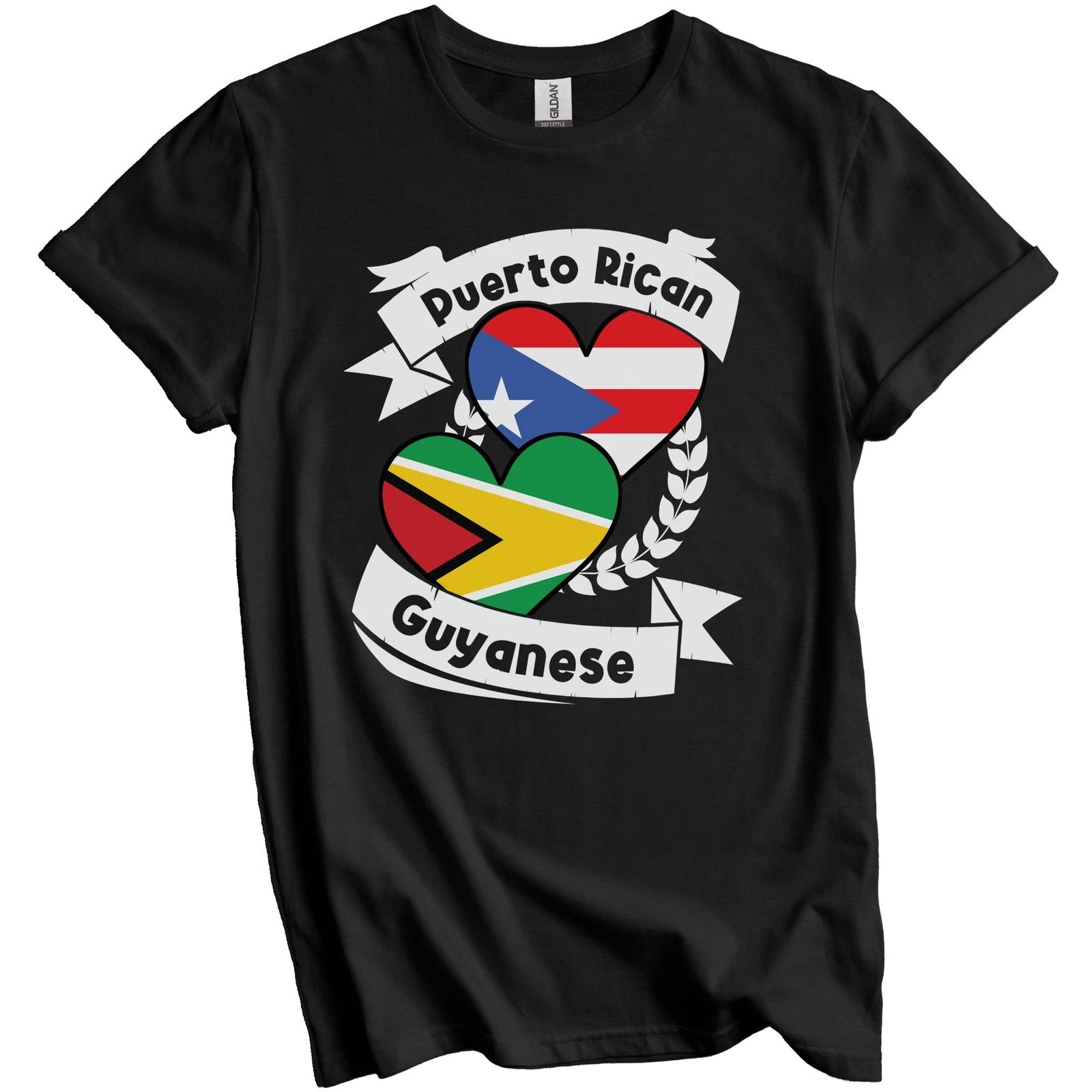 Puerto Rican Guyanese Heart Flags Puerto Rico Guyana T-Shirt 2XL