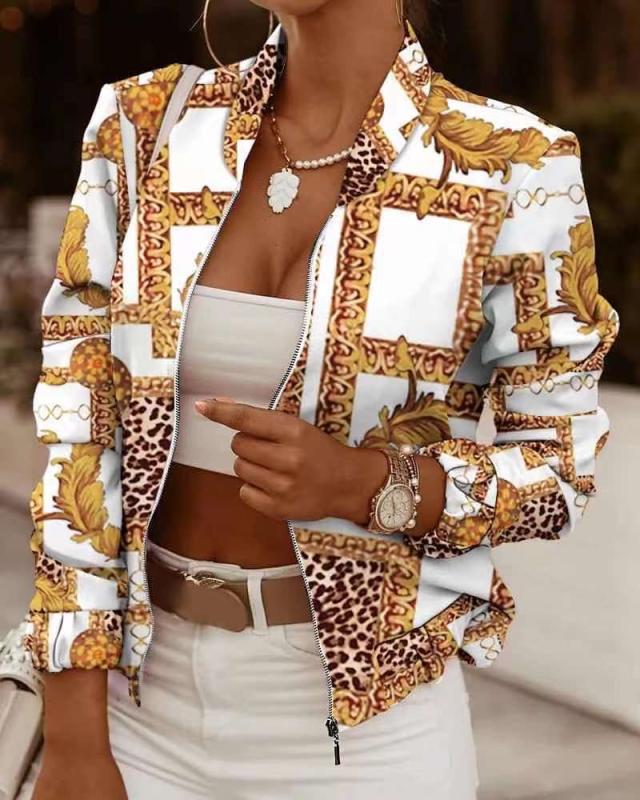 Módní Dámské Dámská Bomber bunda na zip Casual Coat Outwear Plus Size S-5XL