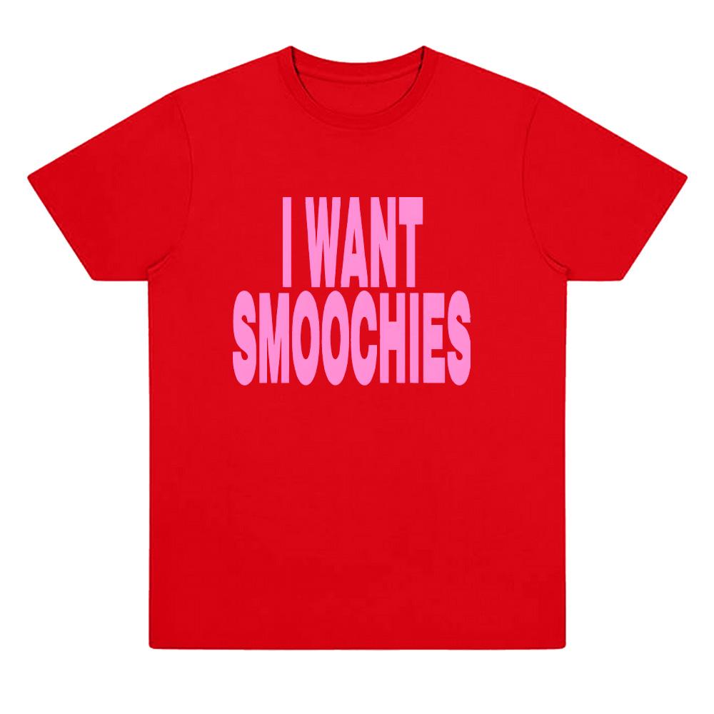 Футболка I Want Smoochies Ashnikko Унисекс Летний Тур Мерч Футболки Мода Хлопок Круглый Вырез Харадзюку Короткий Рукав Эстетичный Уличный Стиль XXL красный
