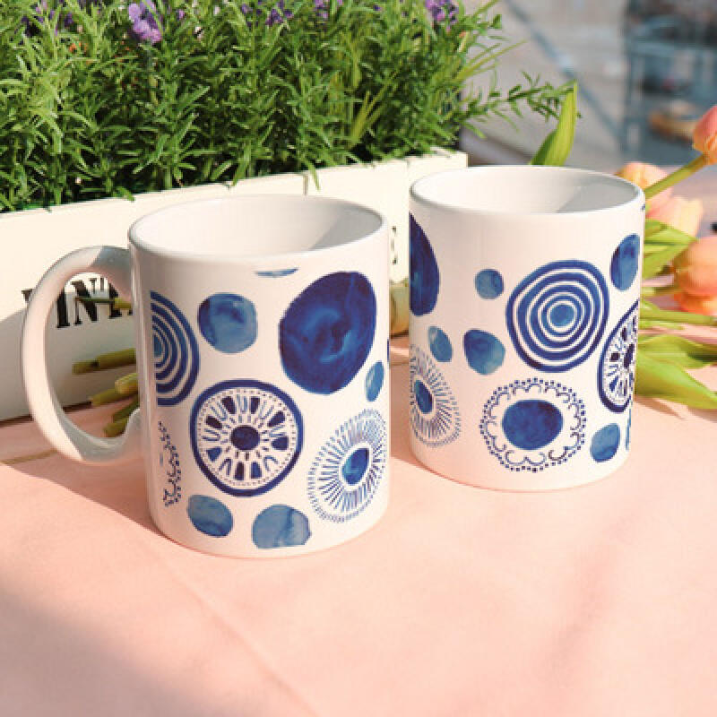 cc632-Design Mug 2p-Watercolor Blue Circle