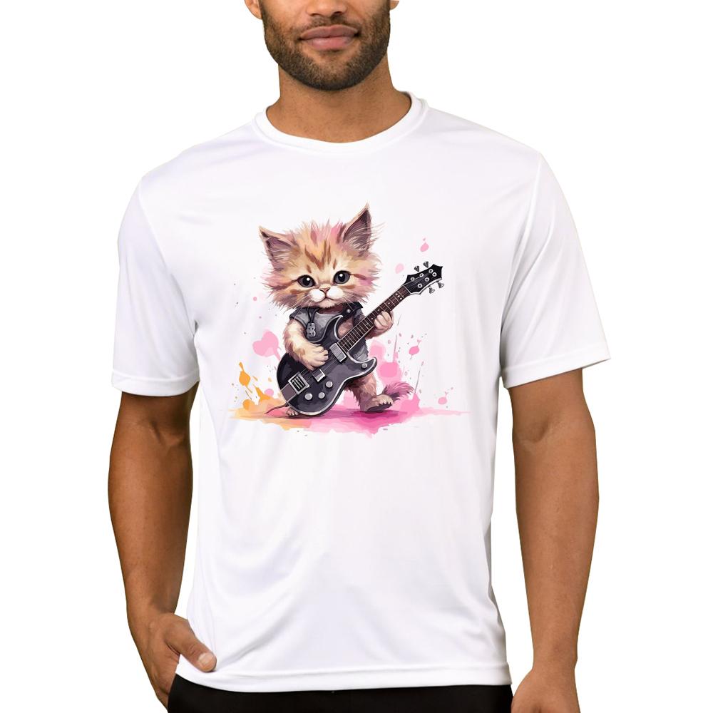 TEEHUB Vintage 3D Cat Play Guitar Men T-Shirt Fashion Streetwear Short Sleeve T Shirts Hipster Music Tee Cool Tops