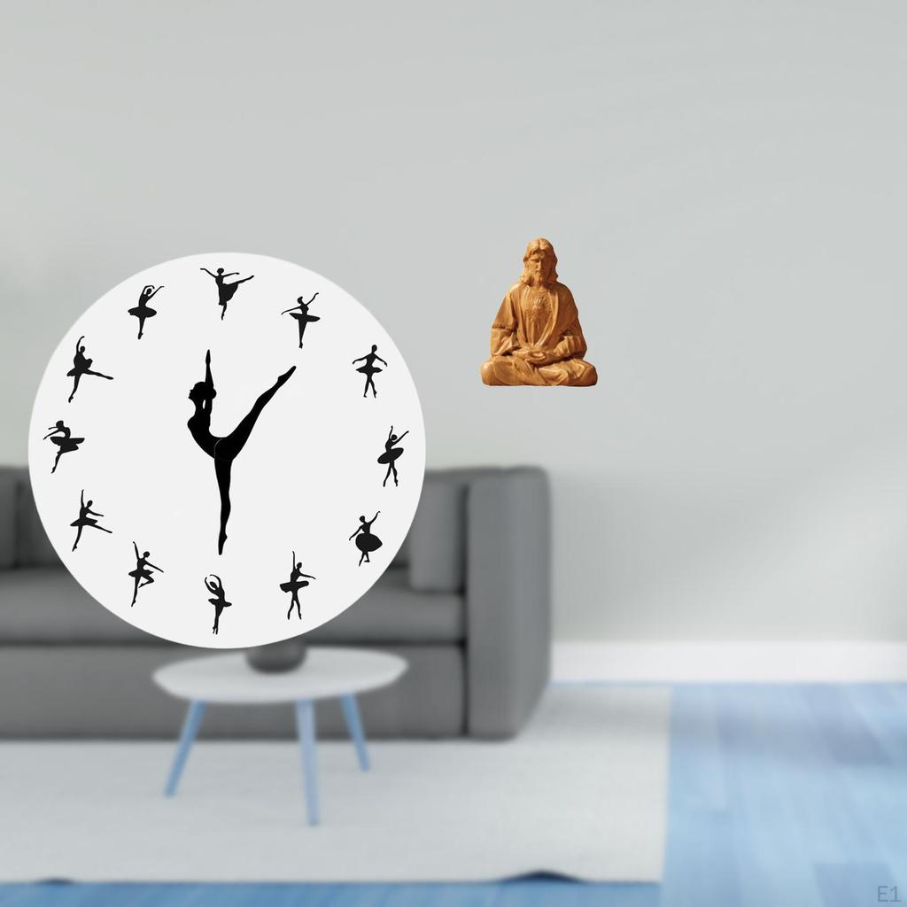 Ballerina Wall Clock Ballet Dancing Girl Silent Mute Decorative for Kitchen Office Home