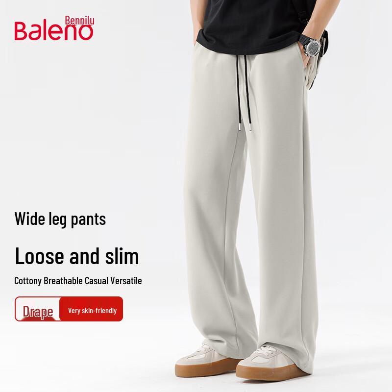 

Baleno Men s Heavyweight Loose Fit Wide-Leg Cotton Pique Casual Pants XL