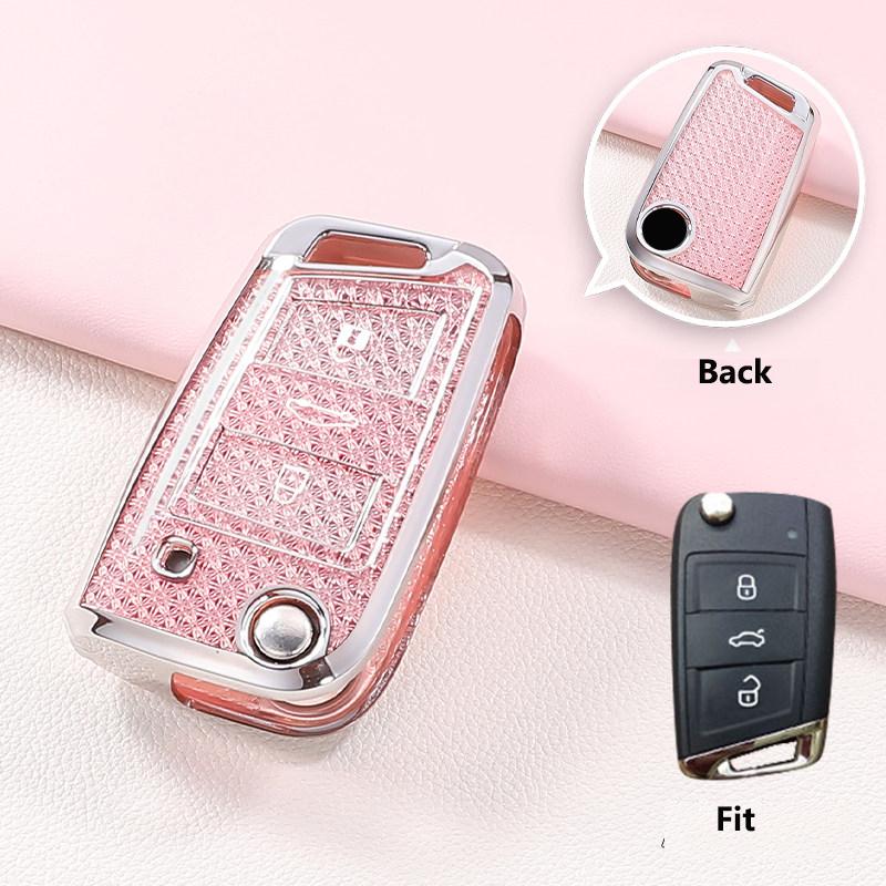 Crystal Tpu Key Case For Vw For Golf 7 Mk7 Skoda Seat 2014   Fob Hull Octavia Combi Leon Ibiza Cuptra Flip Key Cover Fob