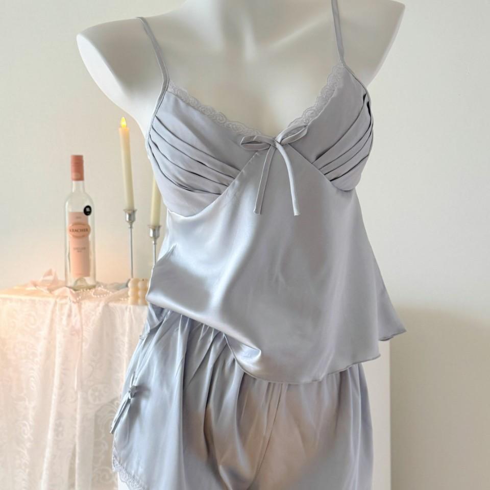 Premium pajamas women's summer ice silk sexy loungewear shorts two-piece suit pure desire