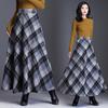 Jupe à carreaux grande taille 3XL pour femmes, épaisse, chaude, élégante, taille haute, longue, décontractée, en laine, pour l'hiver