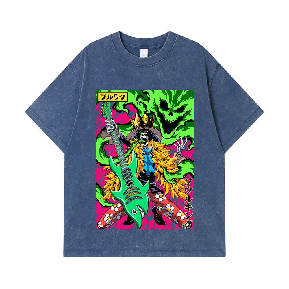 275 GSM Washed T-shirts 100% Cotton One Piece V69 Brook Print Unisex Heavy Cotton T Shirt
