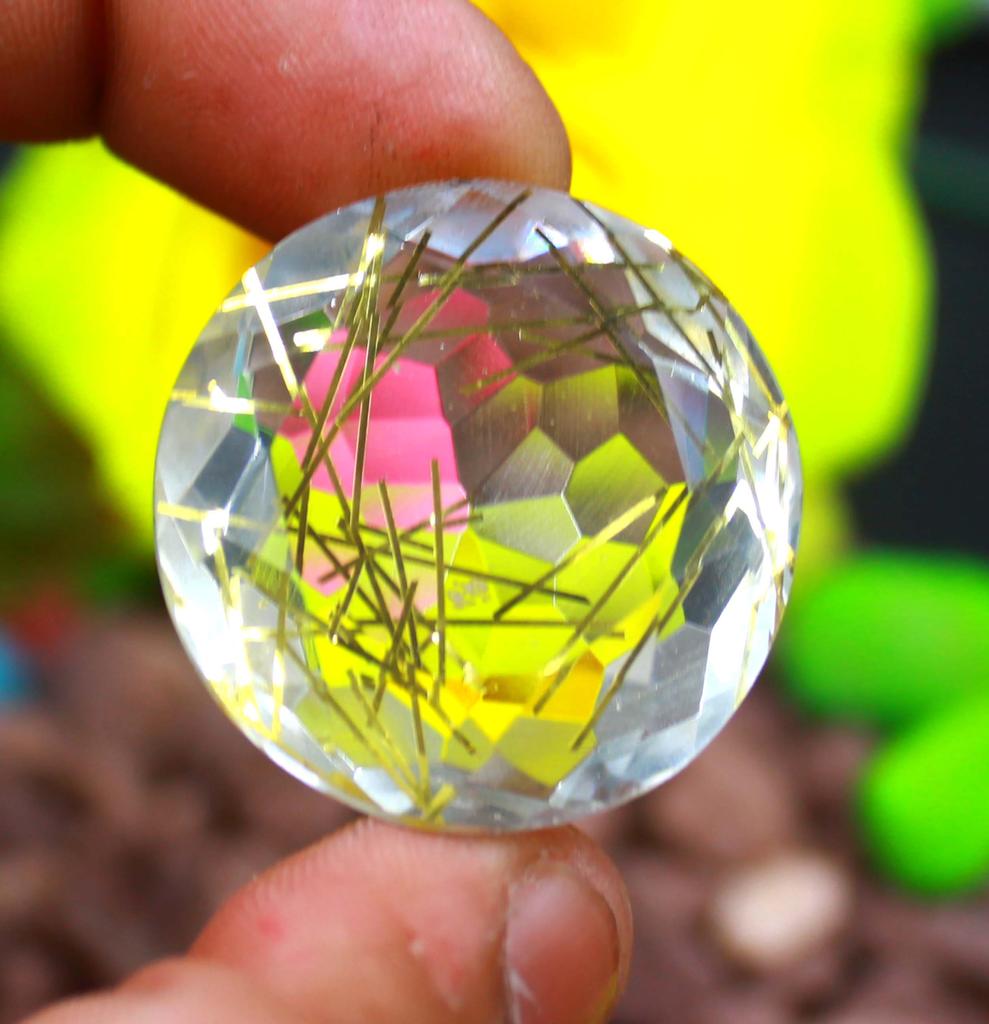 55-65 Carat Round Shape Certified Green Quartz Lab Created Brazil Certified Gemstone SN379