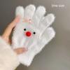 Gants Tricotés à Écran Tactile avec Nœud Papillon Bonhomme de Neige Tricot Laine Tricot Gants Femme Fille
