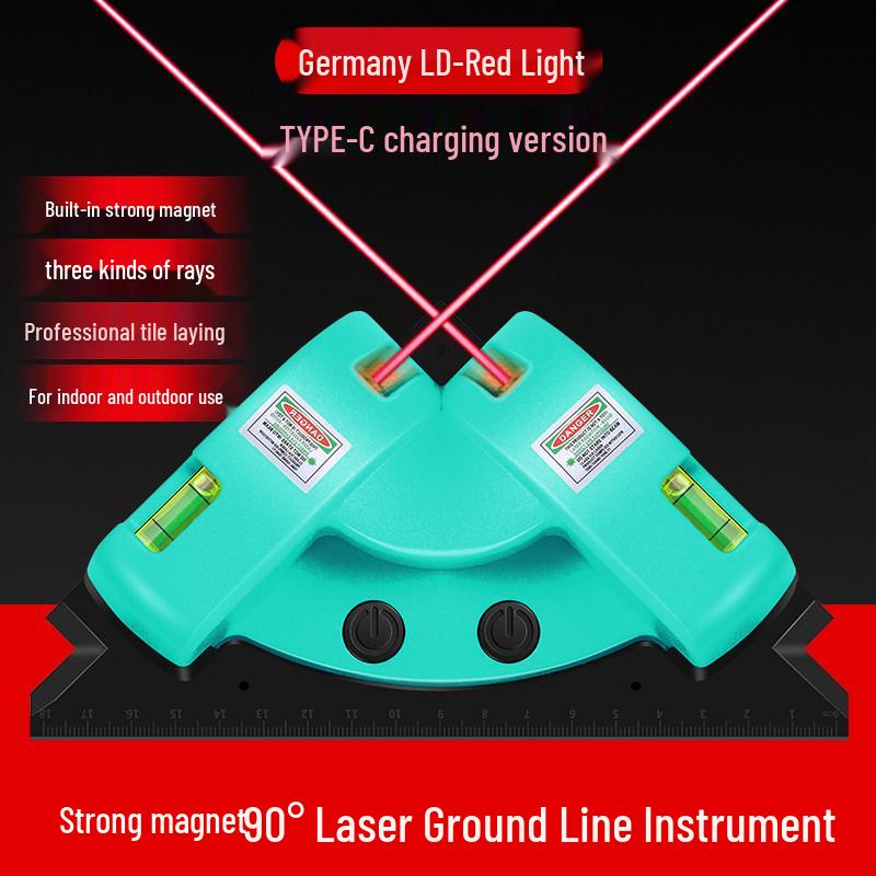 High-Brightness Green Laser Level: 90-Degree Right Angle, Infrared Positioning for Tile, Curtain, and Cloth Cutting - No Line Drawing Needed