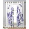Purple Flower Lavender Dragonfly White Sheer Curtains for Living Room Decoration Window Curtain Kitchen Tulle Voile Drapes