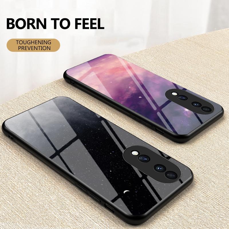 

For Honor 70 5G Anti-scratch Phone Case Tempered Glass+Hard PC+Soft TPU Starry Sky Pattern Phone Cover Dream Starry Sky