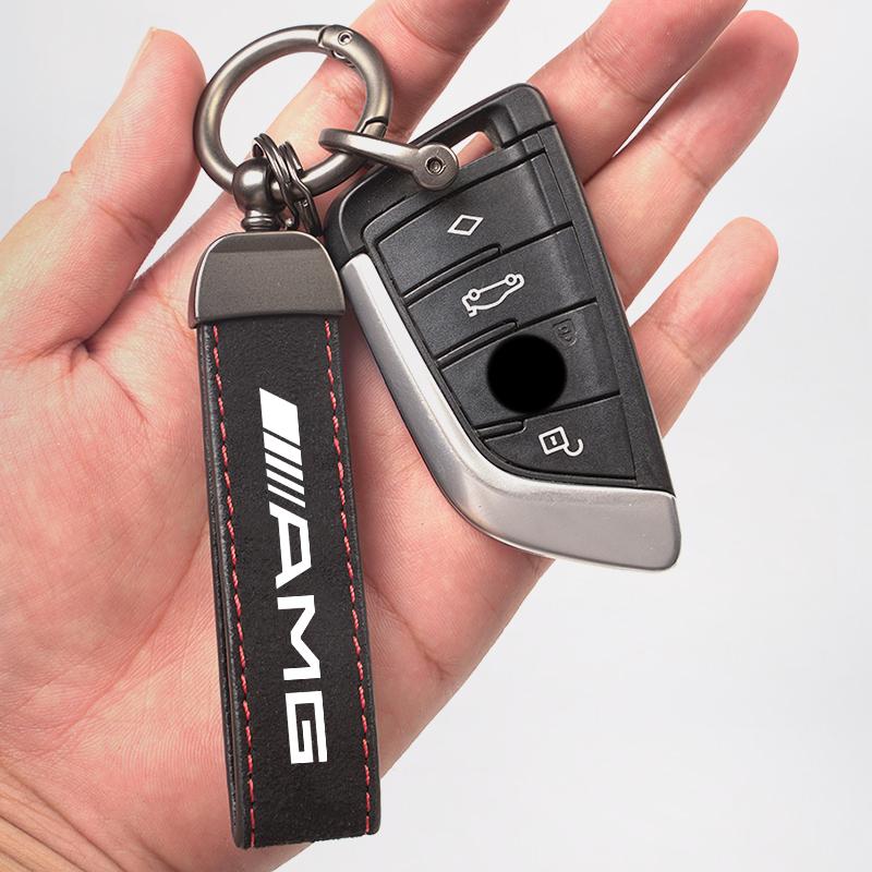 For Mercedes Benz AMG A B C E G W204 C260 E300L A200L GLC300 CLA 2026 Suede Key Ring Sport Car Keychain Custom Gift With Emblem UO4