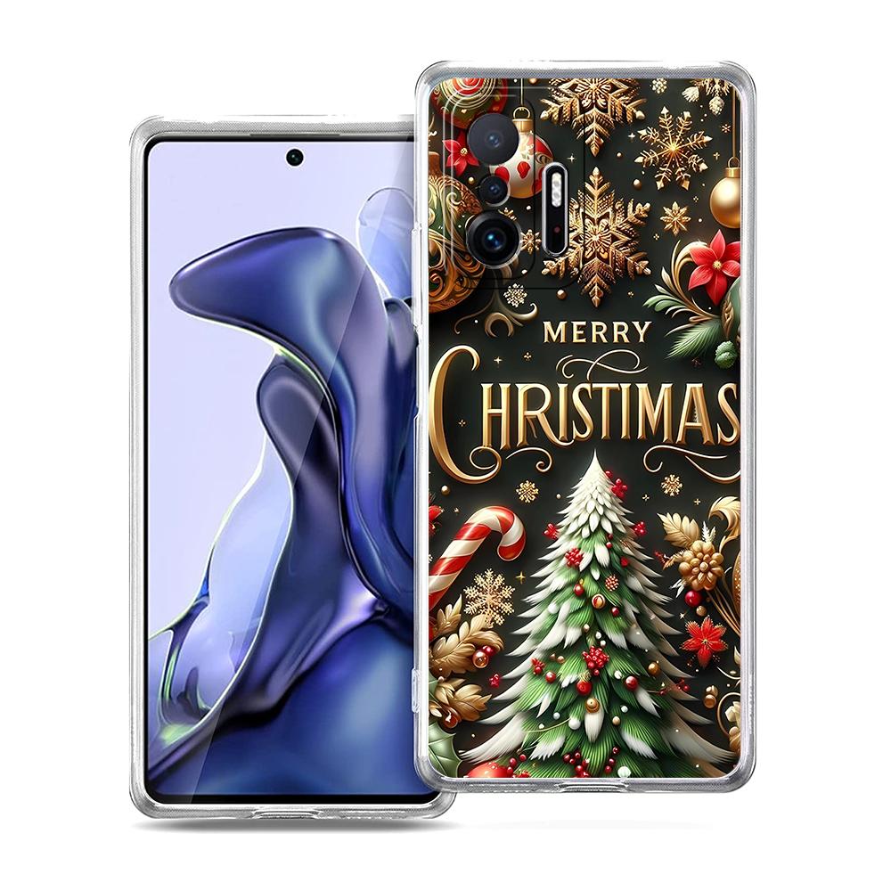 Transparente Handyhülle für Xiaomi Mi 14 13 12 11 Ultra 13T 12T 11T Poco X3 NFC F3 F6 Pro Lite 5G Weiche TPU-Schale Frohe Weihnachten